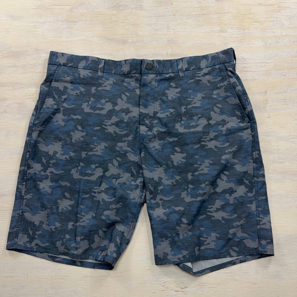Johnnie-O Shorts PREP-FORMANCE 40 Camo Stretch Golf Flat Front Blue Mens